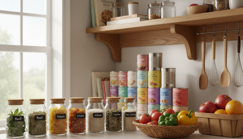 Zalihe namirnica za brzi ručak u špajzu