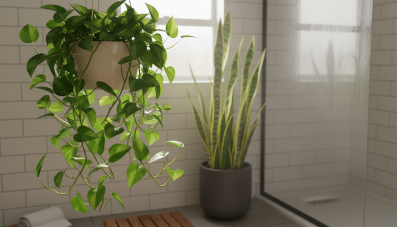 biljke u kupatilu za regulaciju vlage